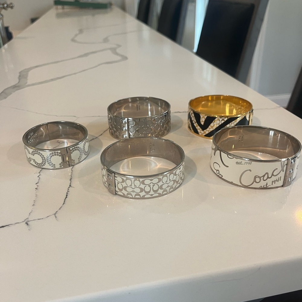 Set of 5 various 100% Authentic Coach Bangle bracelets